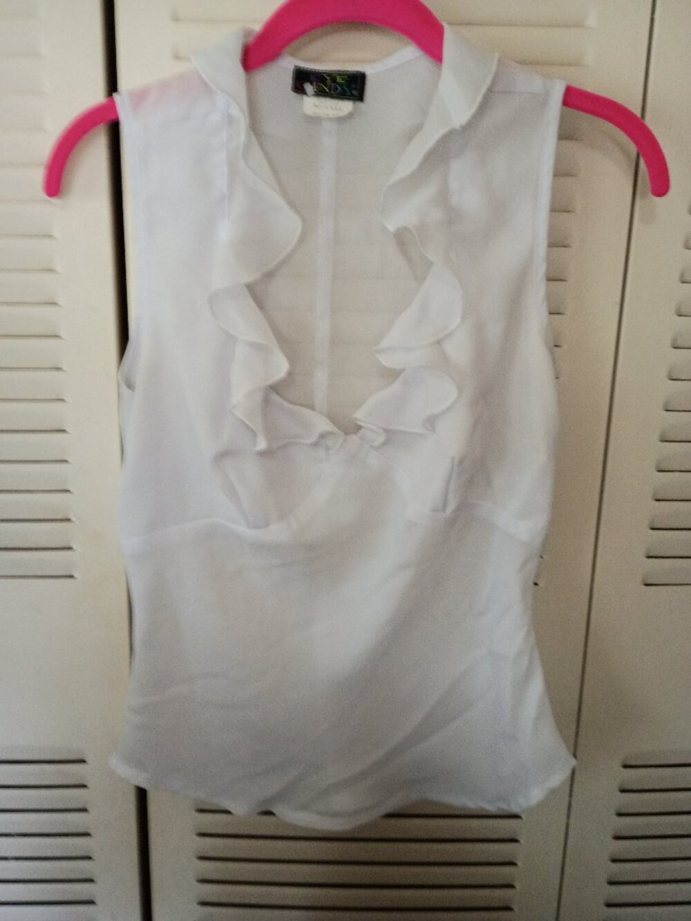 Vintage Y2K EYE CANDY White Ruffle Neck Blouse Top M S Cottagecore Boho USA